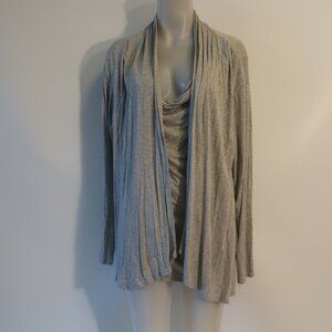 Womens St. John Spa Gray Stretch Layered Top Blouse L *